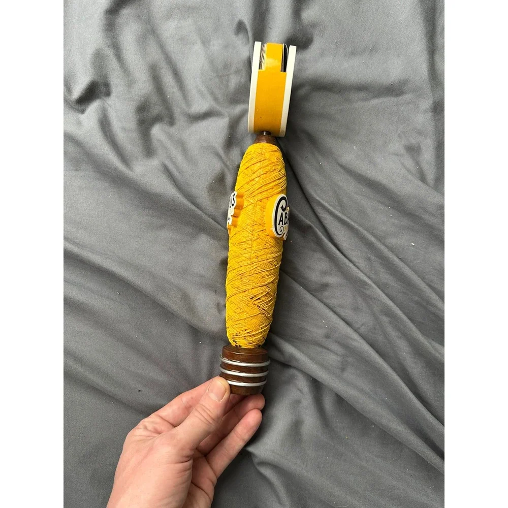 Cabarrus Brewing Co Cotton Blonde Ale Beer Tap Handle Yellow Yarn Wrap North Car